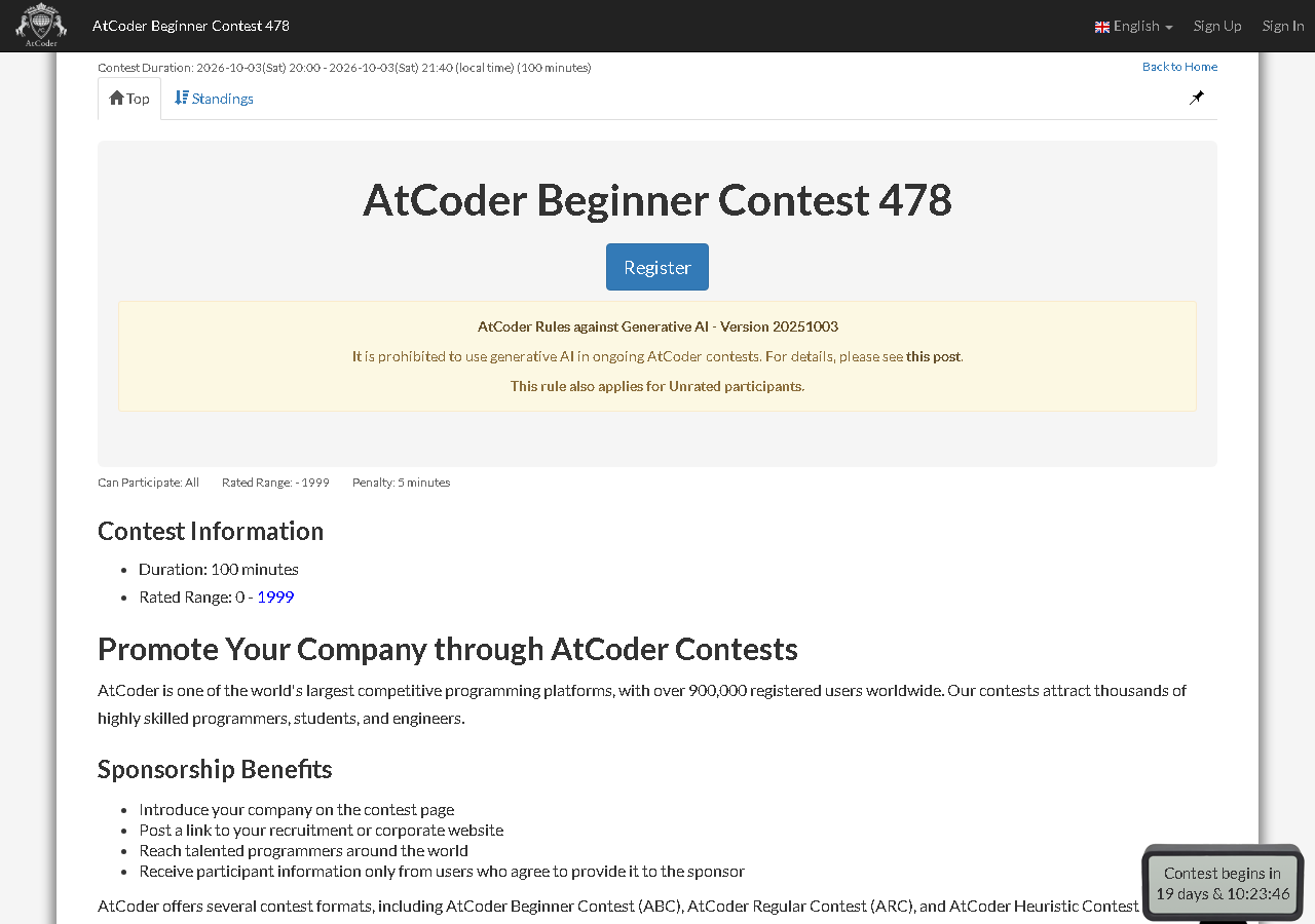 AtCoder Beginner Contest 478